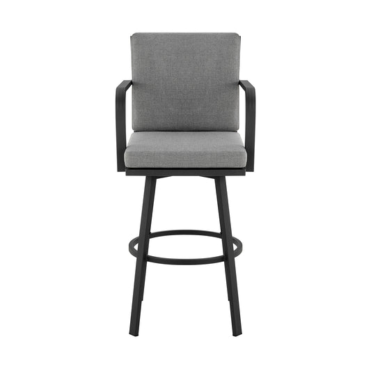 Armen Living - Don Outdoor Patio Bar or Counter Stool in Aluminum with Cushions - 840254332485