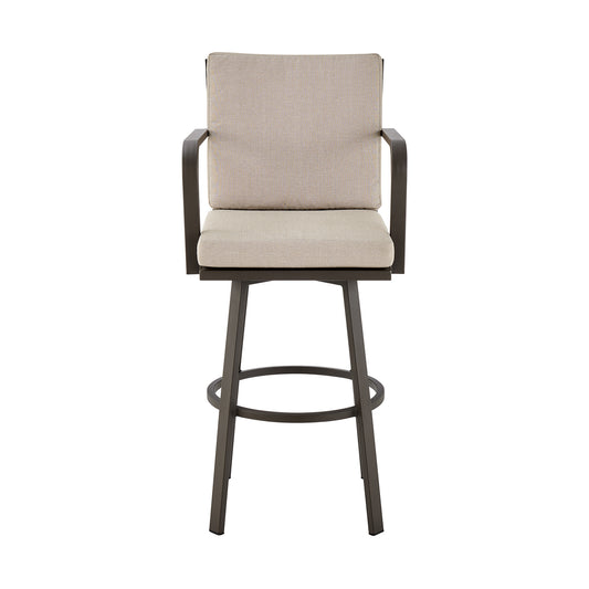 Armen Living - Don Outdoor Patio Bar or Counter Stool in Aluminum with Cushions - 840254332492