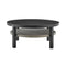 Armen Living - Aileen Outdoor Patio Round Coffee Table in Black Aluminum with Grey Wicker Shelf - 840254332508
