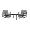 Armen Living - Royal and Tiffany 3 Piece Outdoor Patio Swivel Seating Set in Black Aluminum with Teak Wood and Grey Cushions - 840254332614