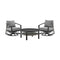 Armen Living - Aileen 3 Piece Patio Outdoor Swivel Seating Set in Black Aluminum with Grey Wicker and Cushions - 840254332645