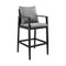 Armen Living - Grand Outdoor Patio Counter or Bar Height Bar Stool in Aluminum with Grey Cushions - 840254332669