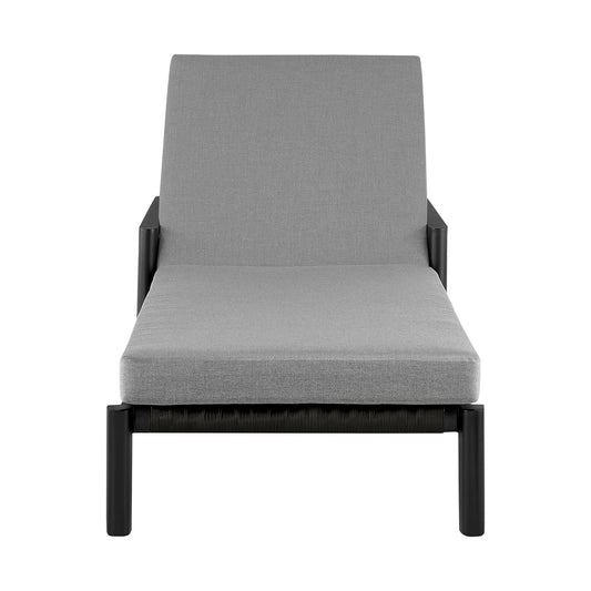 Armen Living - Grand Outdoor Patio Adjustable Chaise Lounge Chair in Aluminum with Grey Cushions - 840254332713