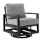 Armen Living - Grand Black Aluminum Outdoor Swivel Glider Chair with Dark Gray Cushions - 840254332737
