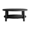 Armen Living - Grand Black Aluminum Outdoor Round Conversation Table with Wicker Shelf - 840254332744