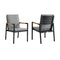 Armen Living - Royal Black Aluminum and Teak Outdoor Dining Chair with Dark Gray Fabric - Set of 2 - 840254332782