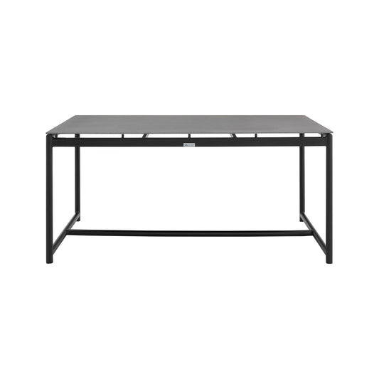Armen Living - Royal Black Aluminum and Teak Outdoor Dining Table with Stone Top - 840254332805