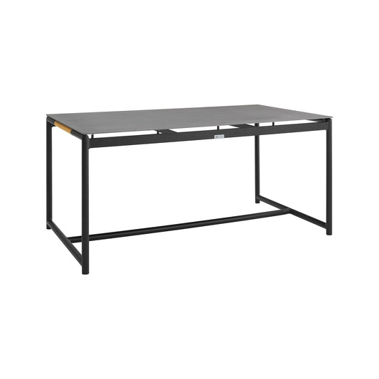 Armen Living - Royal Black Aluminum and Teak Outdoor Dining Table with Stone Top - 840254332805