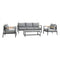 Armen Living - Royal 4 Piece Black Aluminum and Teak Outdoor Seating Set with Dark Gray Cushions - 840254332829