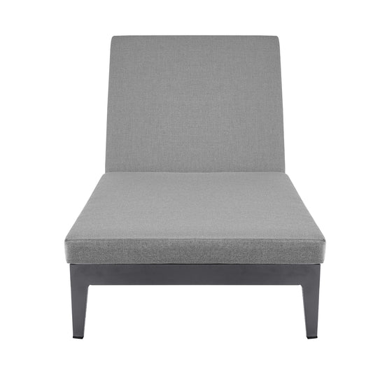 Armen Living - Argiope Outdoor Patio Adjustable Chaise Lounge Chair in Aluminum with Grey Cushions - 840254333017