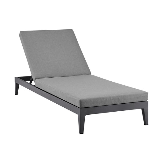 Armen Living - Argiope Outdoor Patio Adjustable Chaise Lounge Chair in Aluminum with Grey Cushions - 840254333017