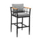 Armen Living - Wiglaf Outdoor Patio Counter or Bar Height Bar Stool in Aluminum and Teak with Grey Cushions - 840254333048
