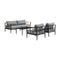 Armen Living - Shari Outdoor Patio 4-Piece Lounge Set in Aluminum with Teak Wood and Grey Cushions - 840254333079