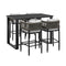 Armen Living - Felicia Outdoor Patio 5-Piece Bar Table Set in Aluminum with Grey Rope and Cushions - 840254333130