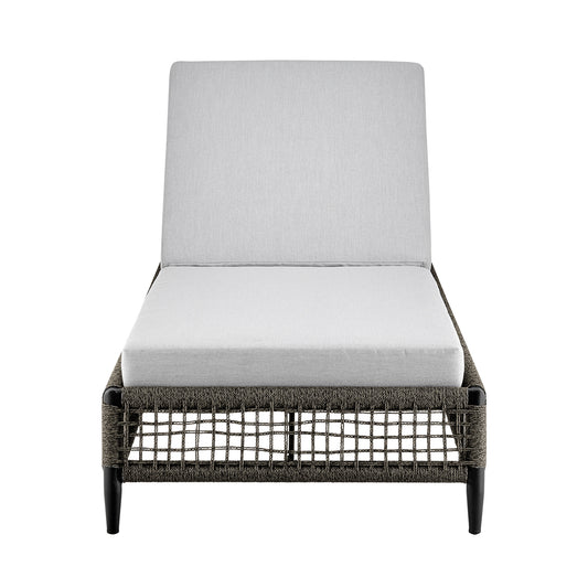 Armen Living - Felicia Outdoor Patio Adjustable Chaise Lounge Chair in Aluminum with Grey Rope and Cushions - 840254333161