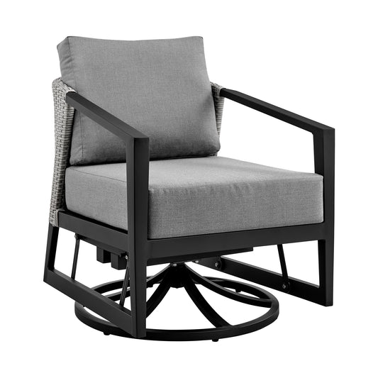 Armen Living - Aileen Outdoor Patio Swivel Lounge Chair in Aluminum with Grey Cushions - 840254333246