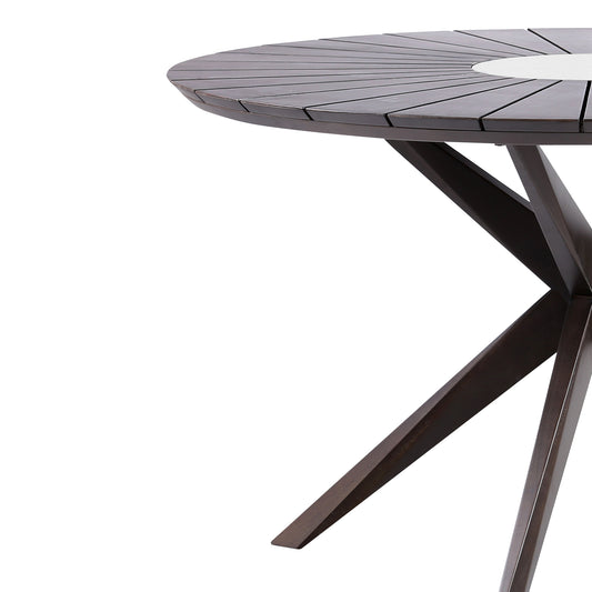 Armen Living - Sachi Outdoor Dark Eucalyptus Wood and Concrete Round Dining Table - 840254333352