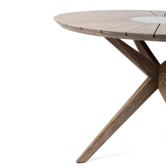 Armen Living - Sachi Outdoor Light Eucalyptus Wood and Concrete Round Dining Table - 840254333369