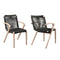 Armen Living - Nabila Outdoor Light Eucalyptus Wood and Charcoal Rope Dining Chairs - Set of 2 - 840254333413