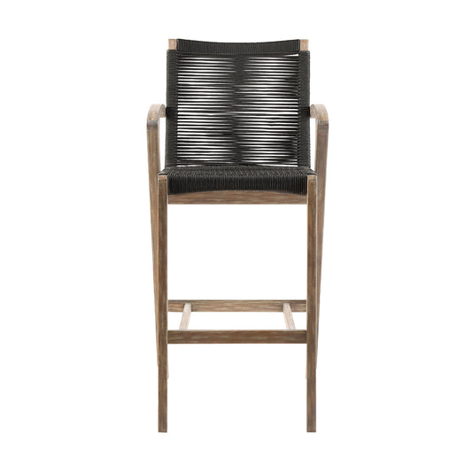 Armen Living - Nabila Outdoor Light Eucalyptus Wood and Charcoal Rope Counter and Bar Height Stool - 840254333444