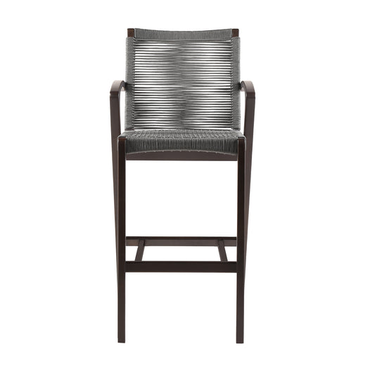 Armen Living - Nabila Outdoor Dark Eucalyptus Wood and Grey Rope Counter and Bar height Stool - 840254333451