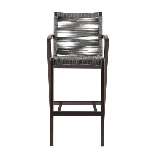 Armen Living - Nabila Outdoor Dark Eucalyptus Wood and Grey Rope Counter and Bar height Stool - 840254333468