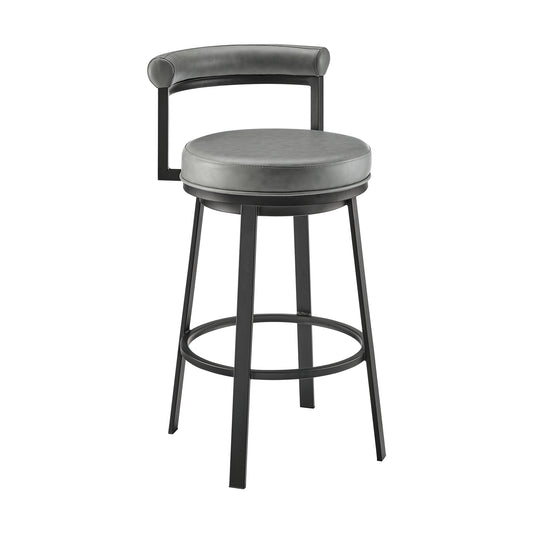 Armen Living - Neura Swivel Counter or Bar Stool in Metal with Faux Leather - 840254333482