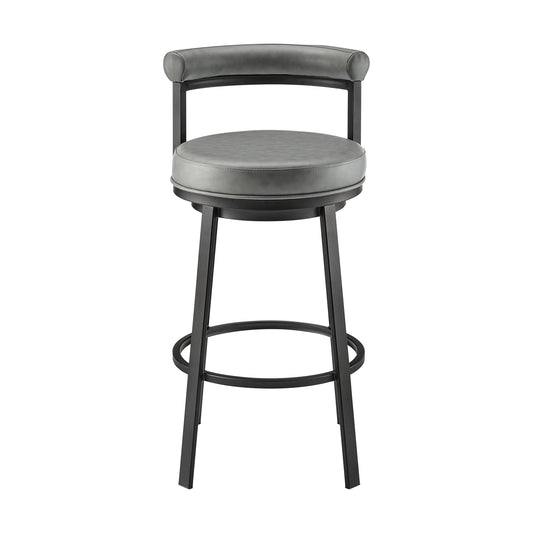 Armen Living - Neura Swivel Counter or Bar Stool in Metal with Faux Leather - 840254333499
