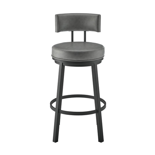 Armen Living - Dalza Swivel Counter or Bar Stool in Metal with Faux Leather - 840254333543