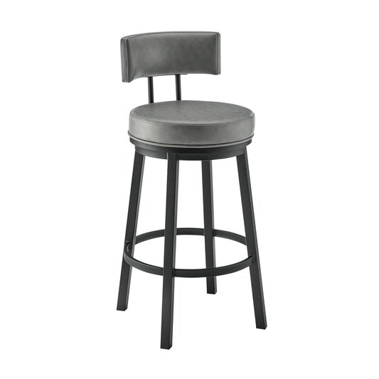 Armen Living - Dalza Swivel Counter or Bar Stool in Metal with Faux Leather - 840254333543