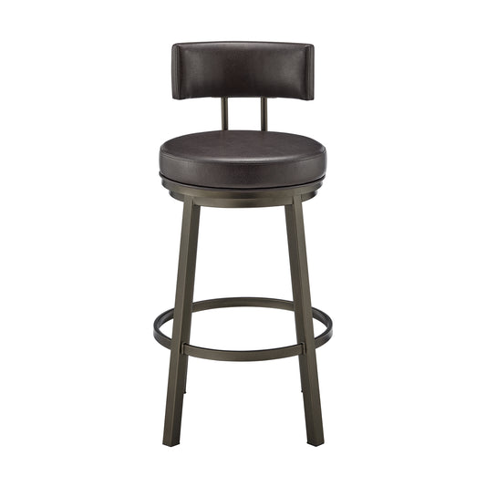 Armen Living - Dalza Swivel Counter or Bar Stool in Metal with Faux Leather - 840254333598
