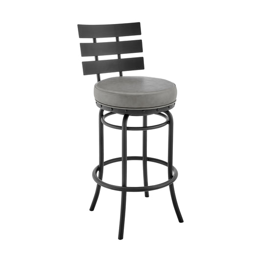 Armen Living - Natya Swivel Counter or Bar Stool in Metal with Faux Leather - 840254333642