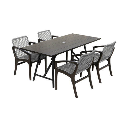 Armen Living - Koala and Brighton 5 Piece Dining Set in Eucalyptus Wood and Rope - 840254333680