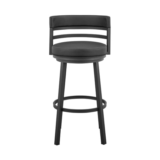 Armen Living - Titana Bar or Counter Stool in Black Faux Leather and Black Metal - 840254335011