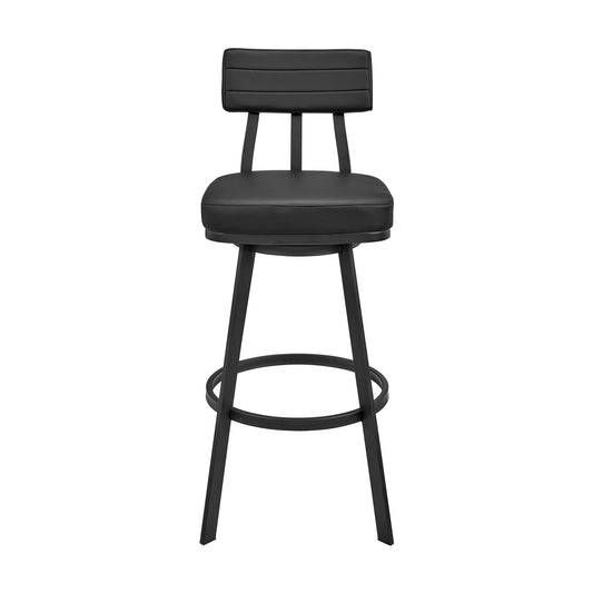 Armen Living - Jinab Swivel Counter or Bar Stool in Faux Leather and Metal - 840254335219