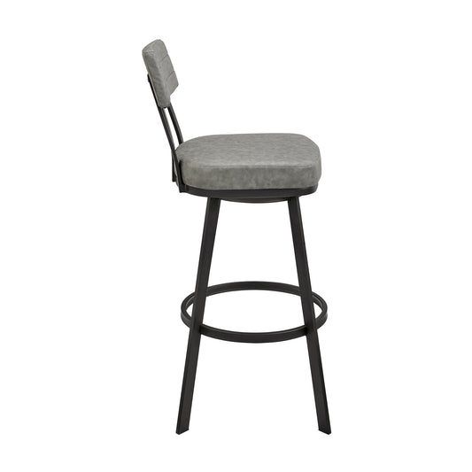 Armen Living - Jinab Swivel Counter or Bar Stool in Faux Leather and Metal - 840254335226