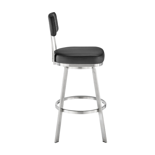 Armen Living - Jinab Swivel Counter or Bar Stool in Faux Leather and Metal - 840254335264