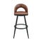 Armen Living - Lottech Swivel Counter or Bar Stool in Faux Leather and Metal - 840254335349