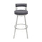 Armen Living - Lynof Swivel Counter or Bar Stool in Faux Leather and Metal - 840254335479