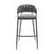 Armen Living - Vigona Coutner or Bar Stool in Black Metal with Grey Fabric and Faux Leather - 840254335561