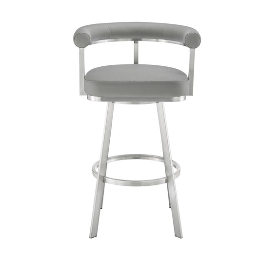 Armen Living - Nolagam Swivel Counter or Bar Stool in Faux Leather and Metal - 840254335615