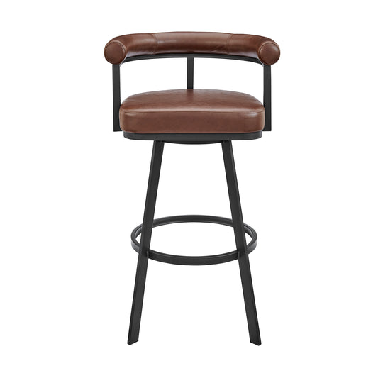Armen Living - Nolagam Swivel Counter or Bar Stool in Faux Leather and Metal - 840254335639