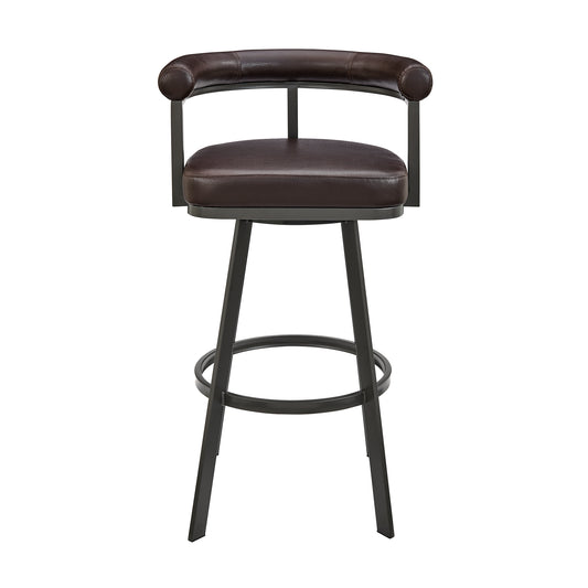 Armen Living - Nolagam Swivel Counter or Bar Stool in Faux Leather and Metal - 840254335653