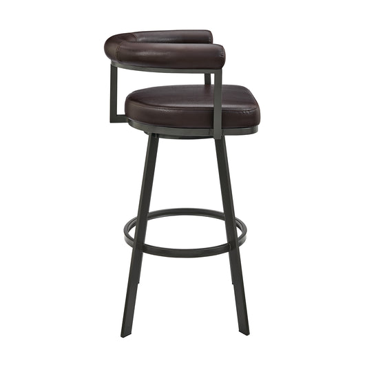 Armen Living - Nolagam Swivel Counter or Bar Stool in Faux Leather and Metal - 840254335653