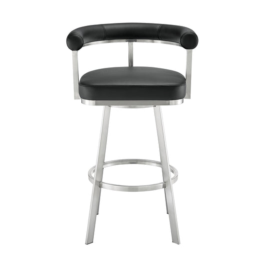 Armen Living - Nolagam Swivel Counter or Bar Stool in Faux Leather and Metal - 840254335660