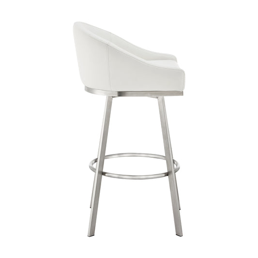 Armen Living - Noran Swivel Bar or Counter Stool in Faux Leather and Metal - 840254335691