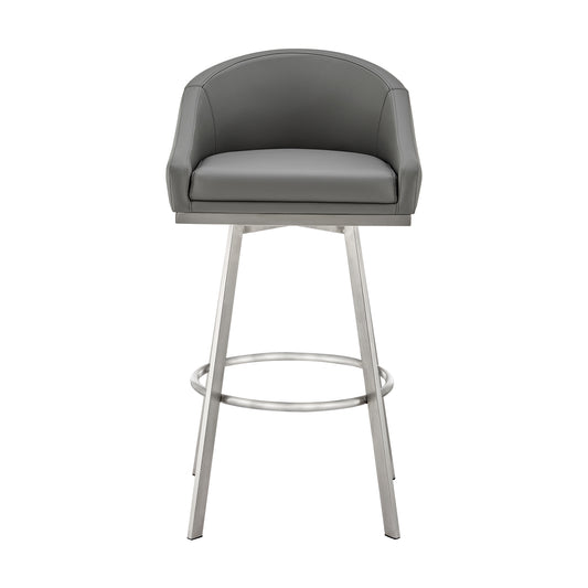Armen Living - Noran Swivel Bar or Counter Stool in Faux Leather and Metal - 840254335714