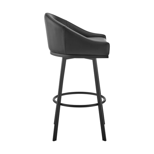 Armen Living - Noran Swivel Bar or Counter Stool in Faux Leather and Metal - 840254335721