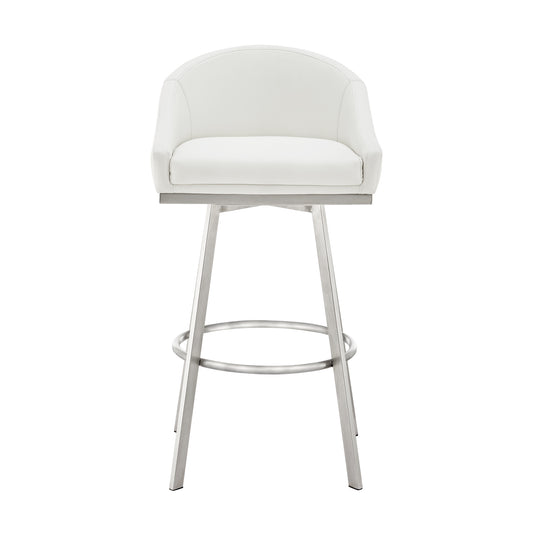 Armen Living - Noran Swivel Bar or Counter Stool in Faux Leather and Metal - 840254335745