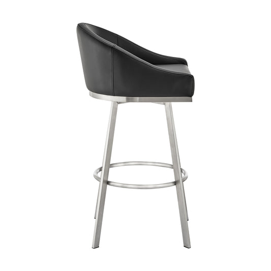 Armen Living - Noran Swivel Bar or Counter Stool in Faux Leather and Metal - 840254335752